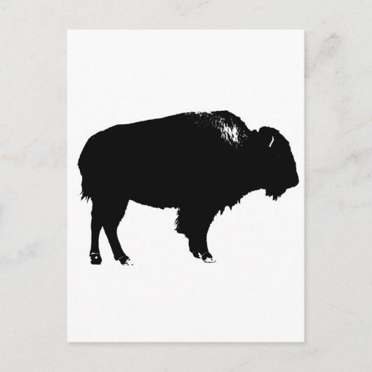 Zwart-witte bizon buffalo Silhouette Pop Art Briefkaart (Voorkant)