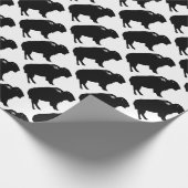 Zwart-witte bizon buffalo Silhouette Pop Art Cadeaupapier (Hoek)