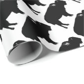 Zwart-witte bizon buffalo Silhouette Pop Art Cadeaupapier (Rol Hoek)