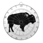 Zwart-witte bizon buffalo Silhouette Pop Art Dartbord (Voorkant)