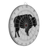 Zwart-witte bizon buffalo Silhouette Pop Art Dartbord (Voorkant Links)