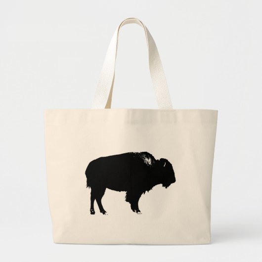 Zwart-witte bizon buffalo Silhouette Pop Art Grote Tote Bag (Voorkant)