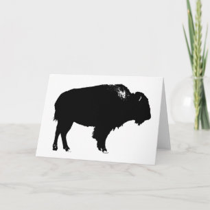 Zwart-witte bizon buffalo Silhouette Pop Art Kaart