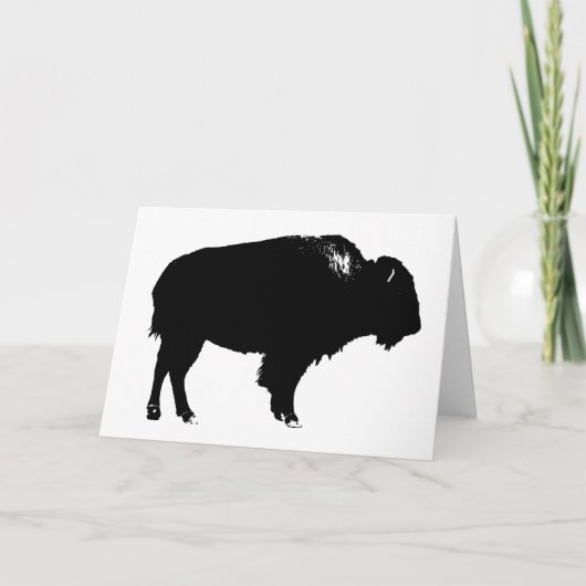 Zwart-witte bizon buffalo Silhouette Pop Art Kaart (Voorkant)