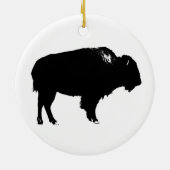 Zwart-witte bizon buffalo Silhouette Pop Art Keramisch Ornament (Achterkant)
