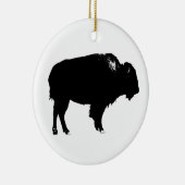 Zwart-witte bizon buffalo Silhouette Pop Art Keramisch Ornament (Rechts)