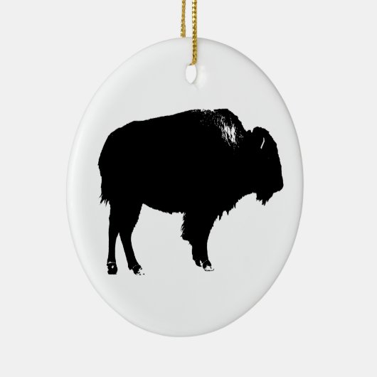 Zwart-witte bizon buffalo Silhouette Pop Art Keramisch Ornament (Rechts)