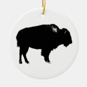 Zwart-witte bizon buffalo Silhouette Pop Art Keramisch Ornament (Voorkant)