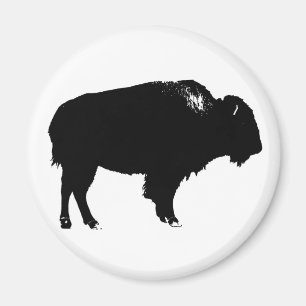 Zwart-witte bizon buffalo Silhouette Pop Art Magneet