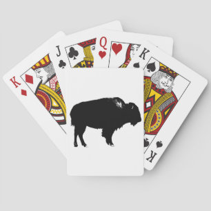 Zwart-witte bizon buffalo Silhouette Pop Art Pokerkaarten