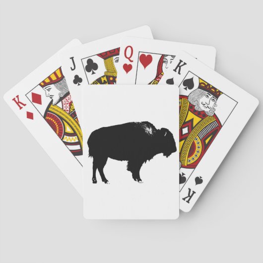 Zwart-witte bizon buffalo Silhouette Pop Art Pokerkaarten (Achterkant)