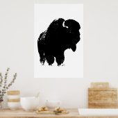 Zwart-witte bizon buffalo Silhouette Pop Art Poster (Keuken)