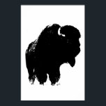 Zwart-witte bizon buffalo Silhouette Pop Art Poster<br><div class="desc">Iconisch-Amerikaanse West Historische Afbeeldingen - Buffalo Fotografie Kunstwerk</div>