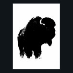 Zwart-witte bizon buffalo Silhouette Pop Art Poster<br><div class="desc">Iconisch-Amerikaanse West Historische Afbeeldingen - Buffalo Fotografie Kunstwerk</div>