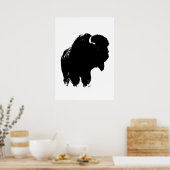 Zwart-witte bizon buffalo Silhouette Pop Art Poster (Keuken)