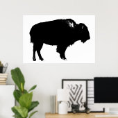 Zwart-witte bizon buffalo Silhouette Pop Art Poster (Thuiskantoor)