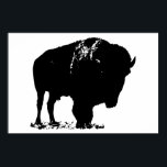Zwart-witte bizon buffalo Silhouette Pop Art Poster<br><div class="desc">Iconisch-Amerikaanse West Historische Afbeeldingen - Buffalo Fotografie Kunstwerk</div>