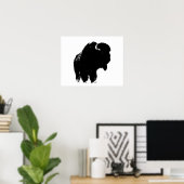 Zwart-witte bizon buffalo Silhouette Pop Art Poster (Thuiskantoor)