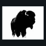 Zwart-witte bizon buffalo Silhouette Pop Art Poster<br><div class="desc">Iconisch-Amerikaanse West Historische Afbeeldingen - Buffalo Fotografie Kunstwerk</div>