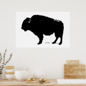 Zwart-witte bizon buffalo Silhouette Pop Art Poster (Keuken)