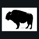 Zwart-witte bizon buffalo Silhouette Pop Art Poster<br><div class="desc">Iconisch-Amerikaanse West Historische Afbeeldingen - Buffalo Fotografie Kunstwerk</div>