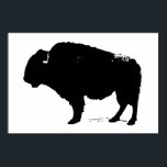 Zwart-witte bizon buffalo Silhouette Pop Art Poster<br><div class="desc">Iconisch-Amerikaanse West Historische Afbeeldingen - Buffalo Fotografie Kunstwerk</div>