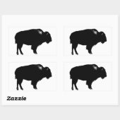 Zwart-witte bizon buffalo Silhouette Pop Art Rechthoekige Sticker (Vel)