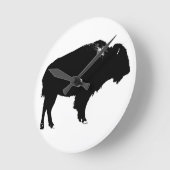 Zwart-witte bizon buffalo Silhouette Pop Art Ronde Klok (Hoek)