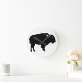 Zwart-witte bizon buffalo Silhouette Pop Art Ronde Klok (Huis)