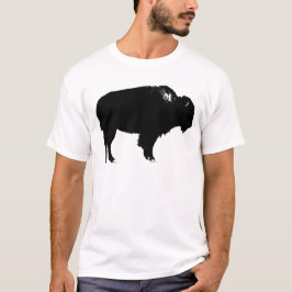 Zwart-witte bizon buffalo Silhouette Pop Art T-shirt