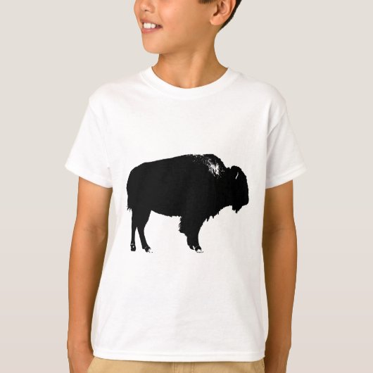 Zwart-witte bizon buffalo Silhouette Pop Art T-shirt (Voorkant)