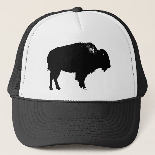 Zwart-witte bizon buffalo Silhouette Pop Art Trucker Pet (Voorkant)