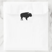 Zwart-witte bizon buffalo Silhouette Pop Art Vierkante Sticker (Tas)