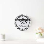 Zwart-witte blaasbalkklok met zwarte ribbon ronde klok (Huis)