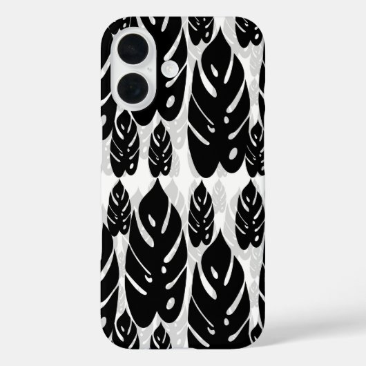 Zwart Witte Blad Ontwerp Case-Mate iPhone Case (Achterkant)
