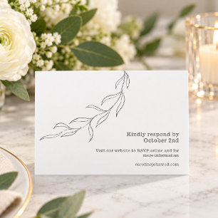 Zwart Witte Blad Schets Minimalistische Trouwwebsi RSVP Kaartje