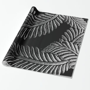 Zwart-witte bladeren cadeaupapier