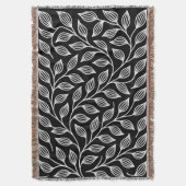 Zwart-witte bladeren gooien deken (Voorkant Verticaal)