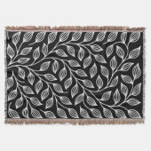 Zwart-witte bladeren gooien deken (Voorkant)