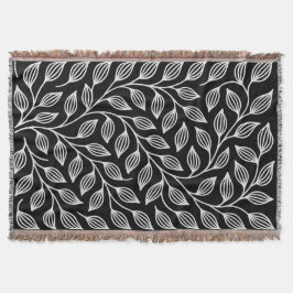 Zwart-witte bladeren gooien deken