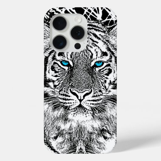 Zwart-witte blauwe ogen tijger Case-Mate iPhone case (Achterkant)