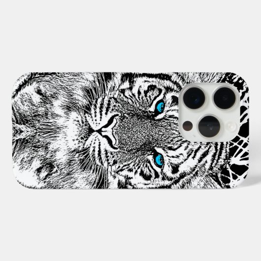 Zwart-witte blauwe ogen tijger Case-Mate iPhone case (Achterkant (horizontaal))
