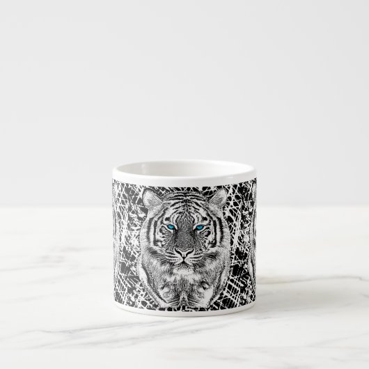 Zwart-witte blauwe ogen tijger espresso kop (Voorkant)