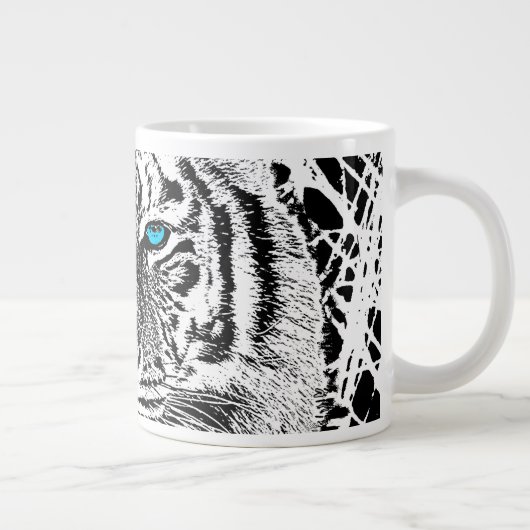 Zwart-witte blauwe ogen tijger grote koffiekop (Rechts)