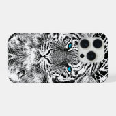 Zwart-witte blauwe ogen tijger iPhone hoesje (Achterkant horizontaal)