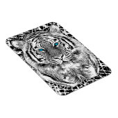 Zwart-witte blauwe ogen tijger magneet (Rechterzijde)