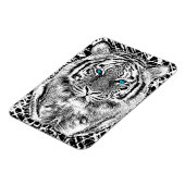 Zwart-witte blauwe ogen tijger magneet (Linkerzijde)