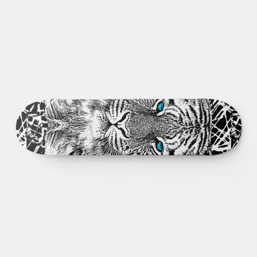 Zwart-witte blauwe ogen tijger skateboard (Horizontaal)