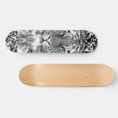 Zwart-witte blauwe ogen tijger skateboard (Horizontaal)