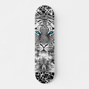 Zwart-witte blauwe ogen tijger skateboard